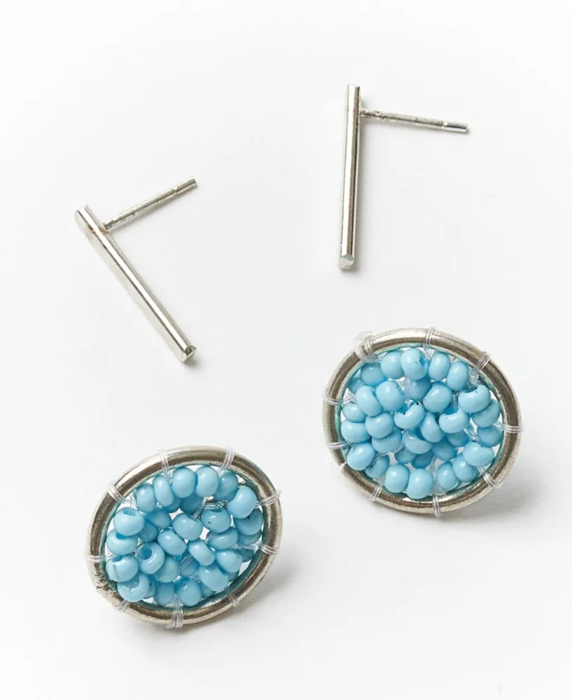 Matr Boomie Silver-Tone Stud Earrings Set