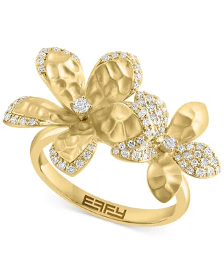 Effy Diamond Textured Flower Statement Ring (1/3 ct. t.w.) in 14k Gold