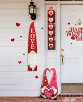 Glitzhome 42" H Valentine's Wooden Gnome Porch Decor