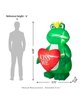Glitzhome 6' H Lighted Valentine's Inflatable Frog with Heart Decor