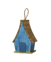 Glitzhome 12.5'' H Distressed Solid Wood Birdhouse with 3D Leaves