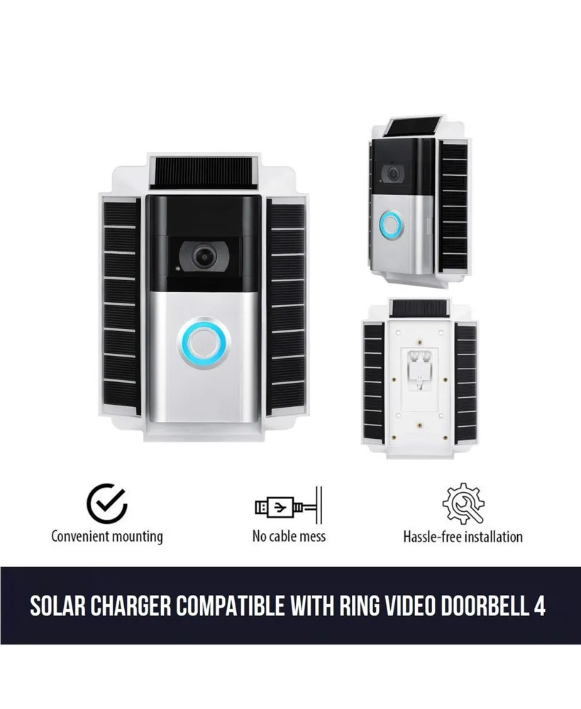 Wasserstein Solar Charger Mount Compatible with Ring Video Doorbell 3, 3 Plus and 4, Ring Battery Doorbell Plus and Pro (1 Pack, White)