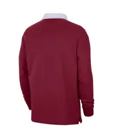 Men's Nike Crimson Oklahoma Sooners Striped Long Sleeve Polo Shirt