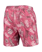 Men's Wes & Willy Crimson Indiana Hoosiers Vintage Floral Swim Trunks