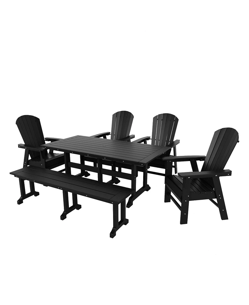 WestinTrends 6 Piece Outdoor Patio Dining Table and Armchair Bench Set