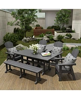 WestinTrends 6 Piece Outdoor Patio Dining Table and Armchair Bench Set