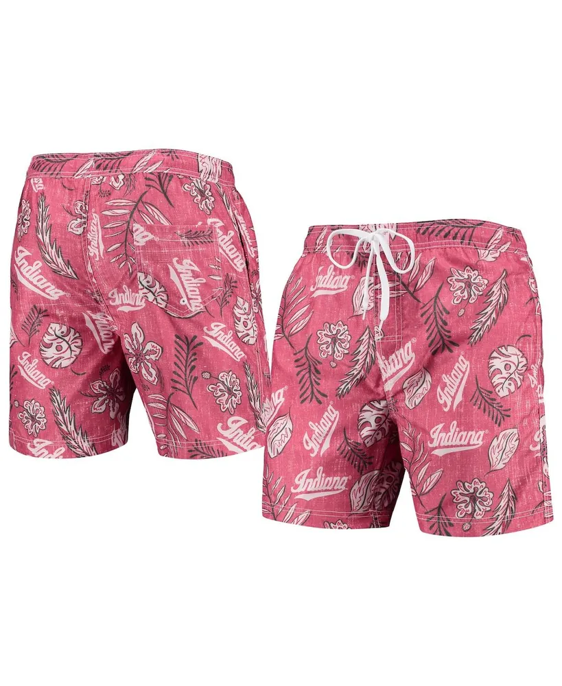 Men's Wes & Willy Crimson Indiana Hoosiers Vintage Floral Swim Trunks