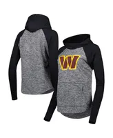 Women's G-iii 4Her by Carl Banks Heathered Gray, Black Washington Commanders Championship Ring Raglan Pullover Hoodie