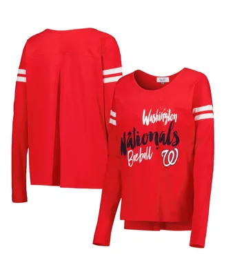Women's Touch Red Washington Nationals Free Agent Long Sleeve T-shirt