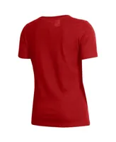 Women's Under Armour Red Wisconsin Badgers Logo Performance V-Neck T-shirt