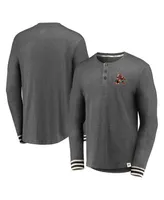 Men's Fanatics Heathered Charcoal Arizona Coyotes True Classics Henley Long Sleeve T-shirt