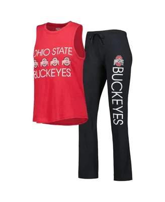 Women's Concepts Sport Black, Scarlet Ohio State Buckeyes Team Tank Top and Pants Sleep Set