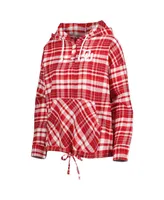Women's Concepts Sport Crimson Oklahoma Sooners Mainstay Plaid Pullover Hoodie