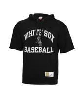 Men's Mitchell & Ness Black Chicago White Sox Cooperstown Collection Washed Fleece Pullover Short Sleeve Hoodie