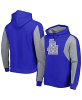 Men's Mitchell & Ness Royal, Heather Gray Los Angeles Dodgers Colorblocked Fleece Pullover Hoodie