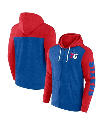 Men's Fanatics Royal, Red Philadelphia 76ers Big and Tall Down Distance Full-Zip Hoodie