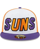 Men's New Era White, Purple Phoenix Suns Back Half 9FIFTY Fitted Hat