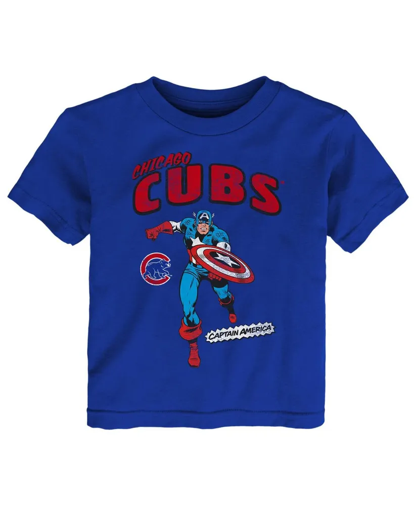 Toddler Boys and Girls Royal Chicago Cubs Team Captain America Marvel T-shirt