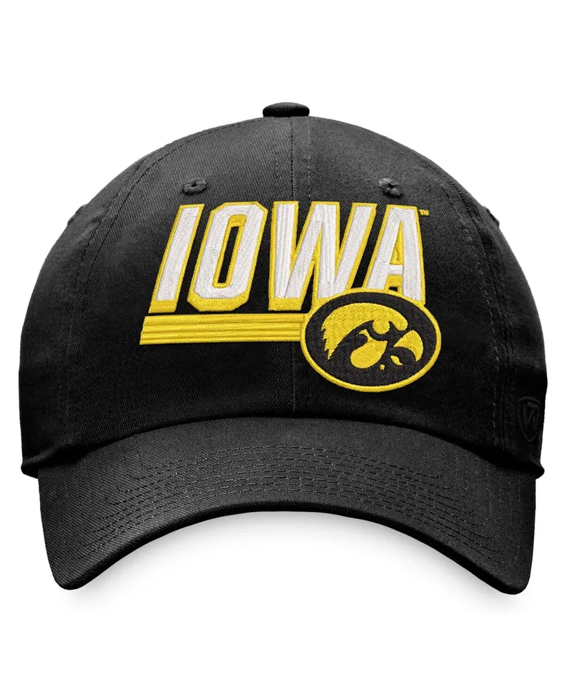 Men's Top of the World Black Iowa Hawkeyes Slice Adjustable Hat