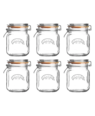 Kilner Square Clip Top Jar 34 oz, Set of 6