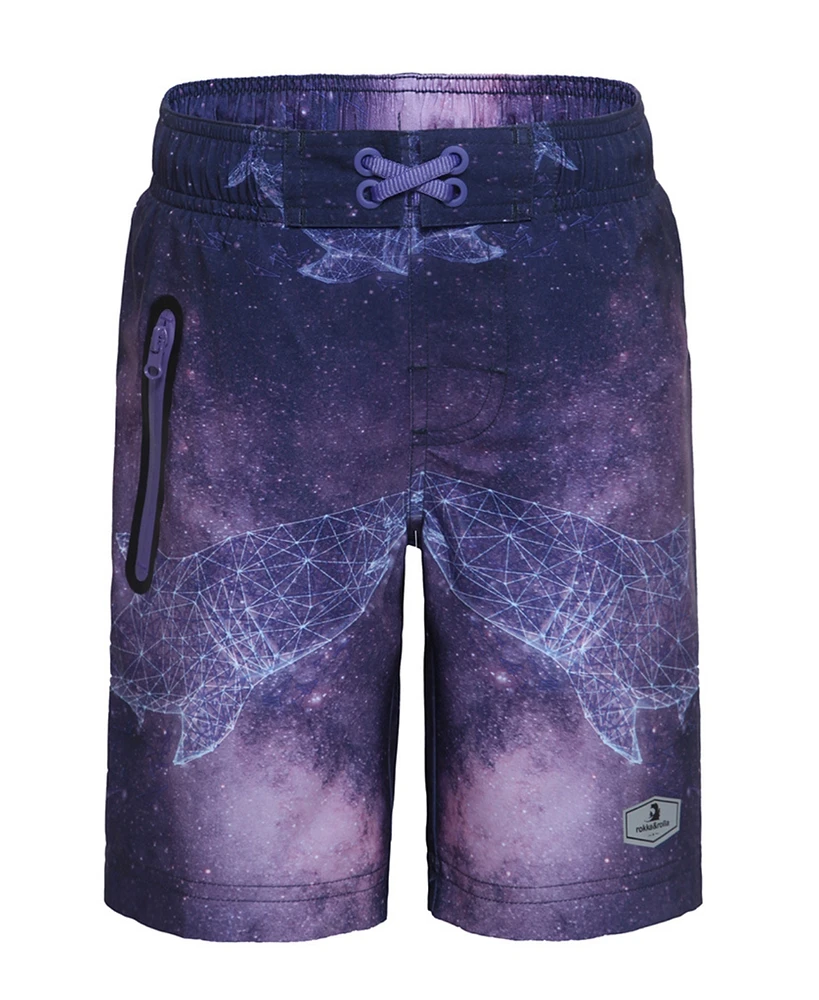 Rokka&Rolla Boys 4-Way Stretch Quick Dry Board Shorts Swim Trunks with Mesh Lining UPF50+