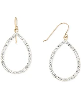 Crystal Pave Open Teardrop Drop Earrings in 10k Gold