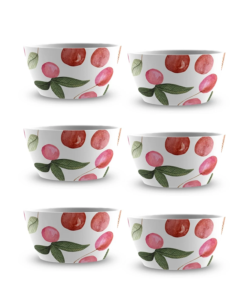 TarHong Berries Cherries Dessert Bowl Set of 6