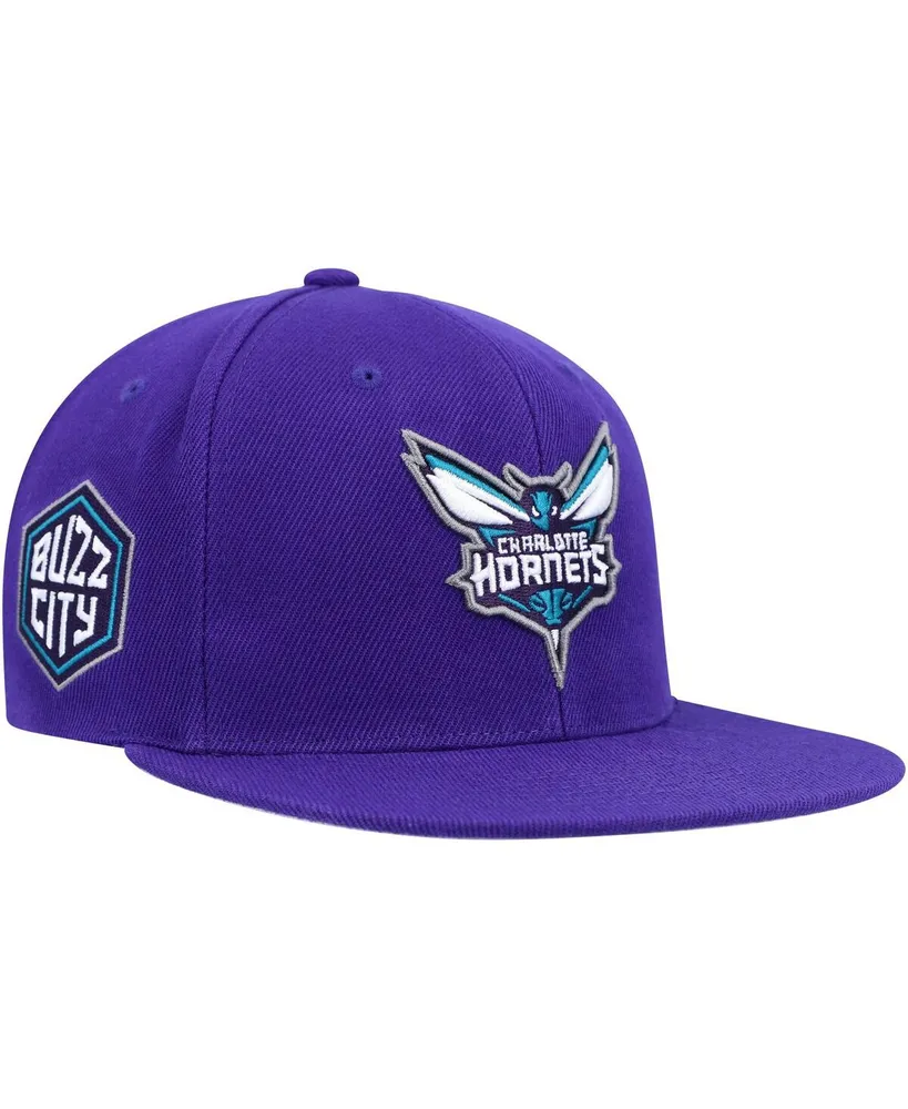 Men's Mitchell & Ness Purple Charlotte Hornets Side Core 2.0 Snapback Hat