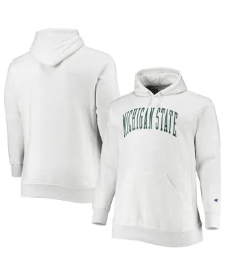 Men's Champion Heathered Gray Michigan State Spartans Big and Tall Reverse Weave Fleece Pullover Hoodie Sweatshirt