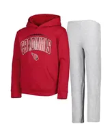 Big Boys and Girls Cardinal, Heather Gray Arizona Cardinals Double Up Pullover Hoodie Pants Set