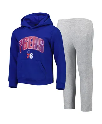 Little Boys and Girls Royal, Heather Gray Philadelphia 76ers Double Up Pullover Hoodie and Pants Set