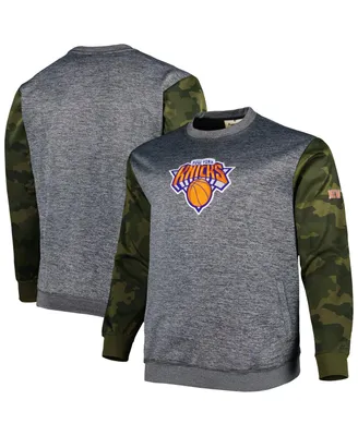Men's Fanatics Heather Charcoal New York Knicks Big and Tall Camo Stitched Sweatshirt