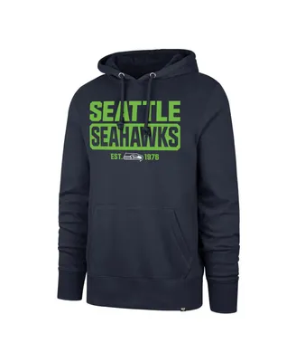 Men's '47 Brand College Navy Seattle Seahawks Box Out Headline Pullover Hoodie