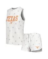 Women's Concepts Sport Cream Texas Longhorns Agenda Stars Tank Top and Shorts Sleep Set