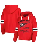 Women's Pressbox Red Maryland Terrapins Super Pennant Pullover Hoodie