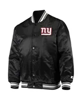 Men's Starter Black New York Giants Locker Room Satin Varsity Full-Snap Jacket