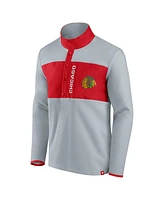 Men's Fanatics Gray, Red Chicago Blackhawks Omni Polar Fleece Quarter-Snap Jacket
