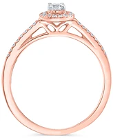 Diamond Halo Engagement Ring (1/4 ct. t.w.) 14k White, Yellow or Rose Gold