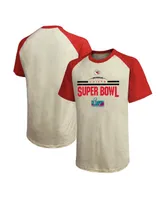 Men's Majestic Threads Cream, Red Kansas City Chiefs Super Bowl Lvii Goal Line Stand Raglan T-shirt