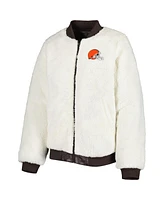 Women's G-iii 4Her by Carl Banks Oatmeal, Brown Cleveland Browns Switchback Reversible Full-Zip Jacket