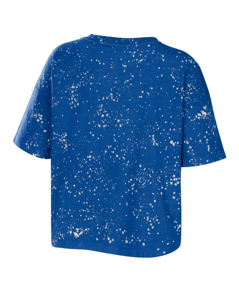 Women's Wear by Erin Andrews Royal Philadelphia 76ers Bleach Splatter Notch Neck T-shirt