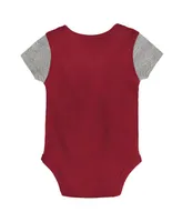 Newborn and Infant Boys and Girls Crimson, Heather Gray Oklahoma Sooners Little Champ Bodysuit Bib and Booties Set