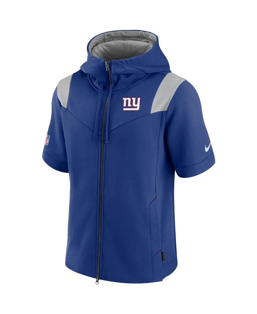 Men's Nike Royal New York Giants Sideline Showout Short Sleeve Full-Zip Hoodie