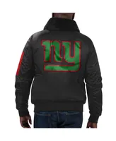 Men's Starter x Ty Mopkins Black New York Giants Black History Month Satin Full-Zip Jacket