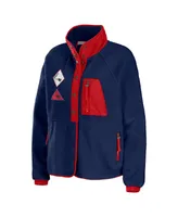 Women's Wear by Erin Andrews Navy New England Patriots Polar Fleece Raglan Full-Snap Jacket