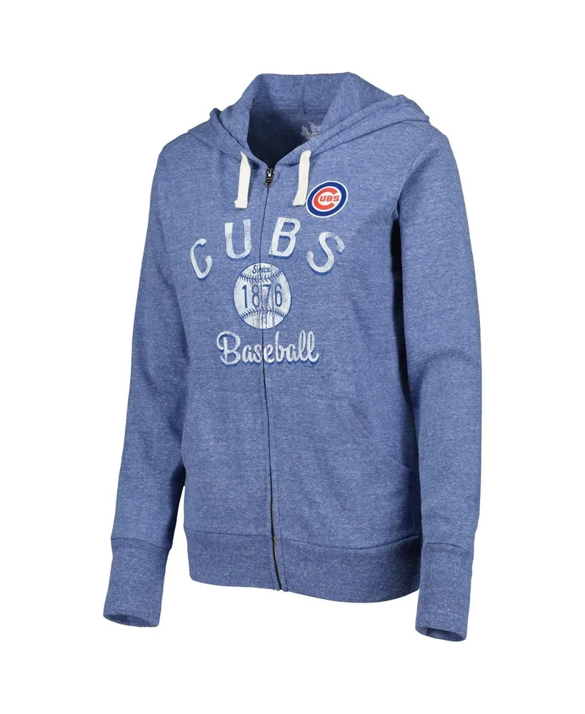 Women's Touch Royal Chicago Cubs Training Camp Tri-Blend Full-Zip Hoodie