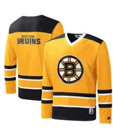 Men's Starter Gold, Black Boston Bruins Cross Check Jersey V-Neck Long Sleeve T-shirt