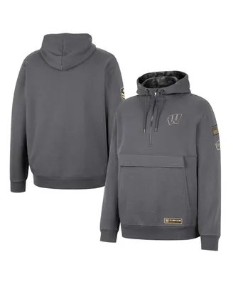 Men's Colosseum Charcoal Wisconsin Badgers Oht Military-Inspired Appreciation Quarter-Zip Hoodie