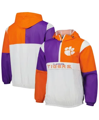 Men's G-iii Sports by Carl Banks White, Orange Clemson Tigers Fair Catch Half-Zip Anorak Jacket