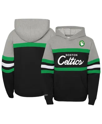 Big Boys Mitchell & Ness Heather Gray, Black Boston Celtics Hardwood Classics Head Coach Pullover Hoodie